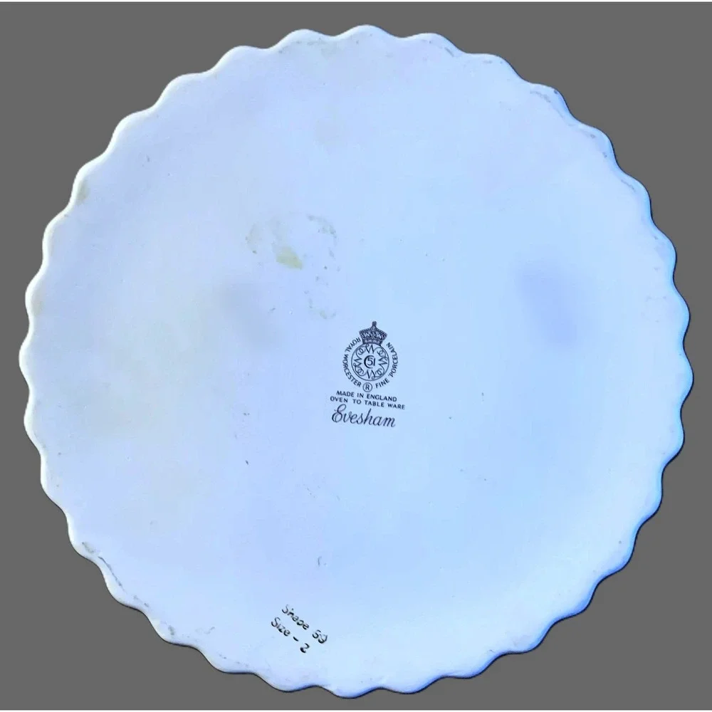 Royal Worcester Porcelain Evesham Fruits Quiche/Tart Bake Dish England NOS 8.75